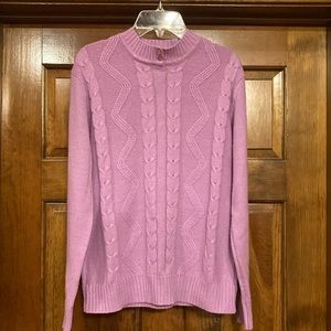 Small Mauve Mock Turtleneck Cable Sweater